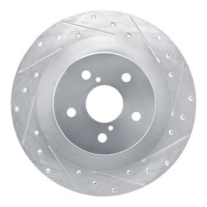 Lexus RC300 Brake Rotor (1) - Rear Right - R1 Concepts - Drilled & Slotted - Silver - `21-`22